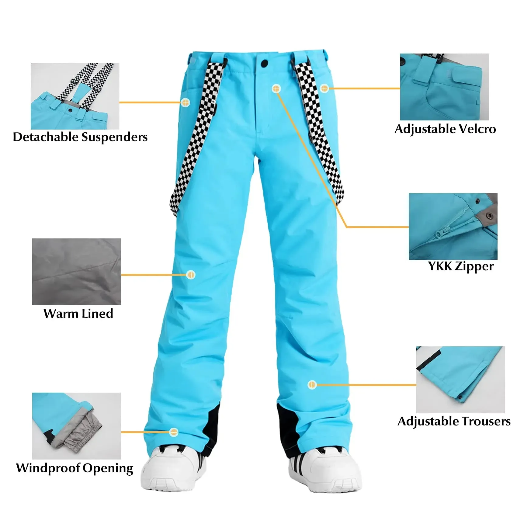 Women's Detachable Hat Ski Jacket and Pants Set